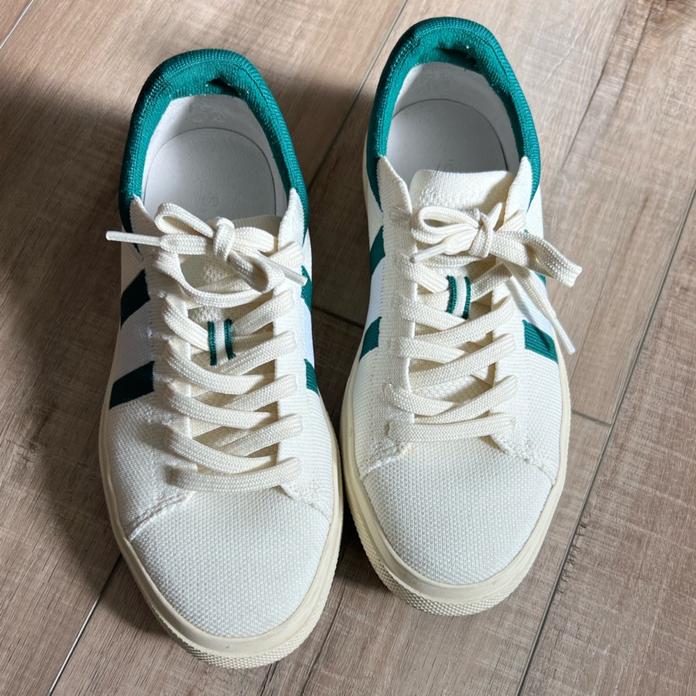 Rothy’s Cream and Green RS02 Sneakers, Size 7